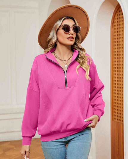 Half-Zip Dropped Shoulder Sweatshirt