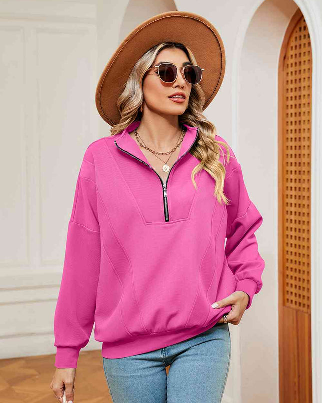 Half-Zip Dropped Shoulder Sweatshirt