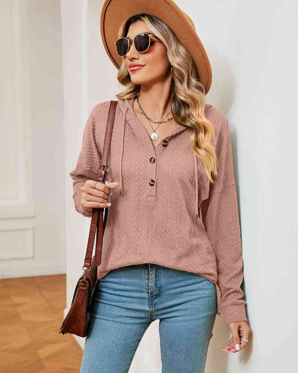 Half-Button Dropped Shoulder Hoodie