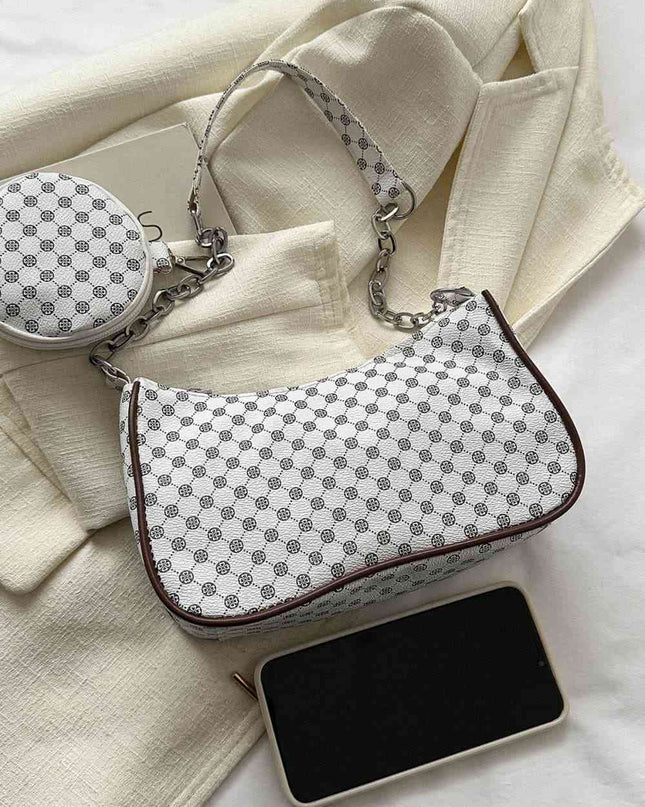 Printed Shoulder Bag and Round Wallet
