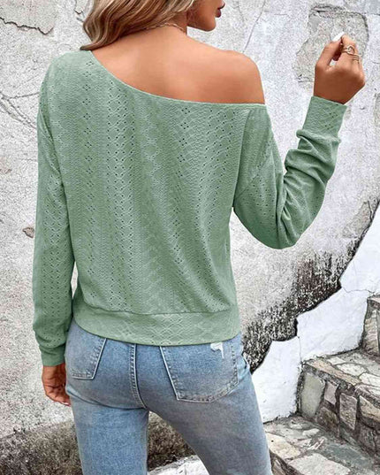 Eyelet Dropped Shoulder Blouse