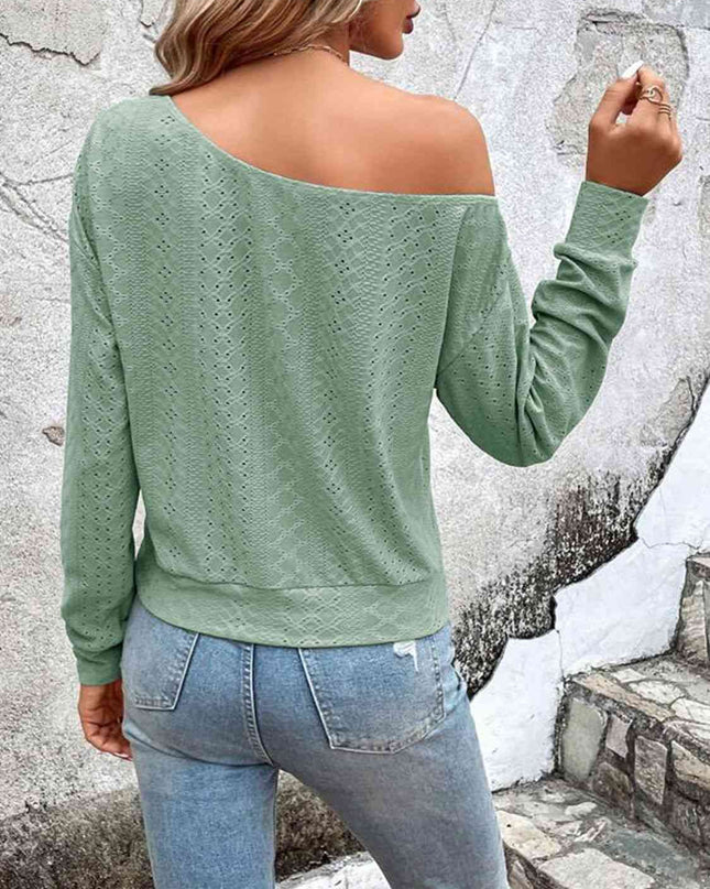 Eyelet Dropped Shoulder Blouse