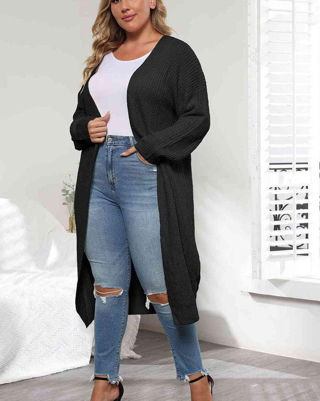 Plus Size Open Front Long Sleeve Cardigan