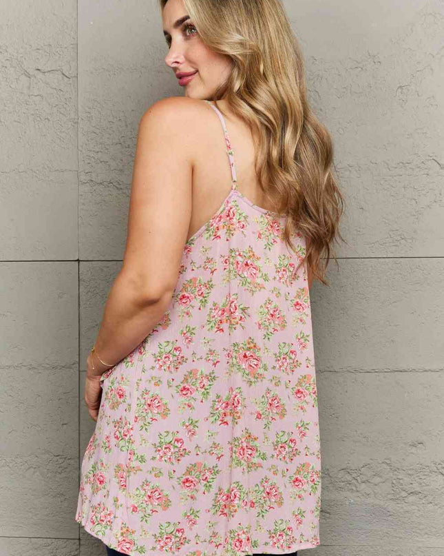 Ninexis Hang Loose Tulip Hem Cami Top in Mauve Floral