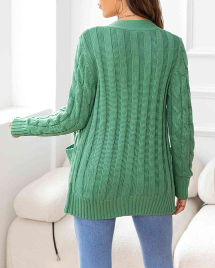 Button Down Cable-Knit Cardigan