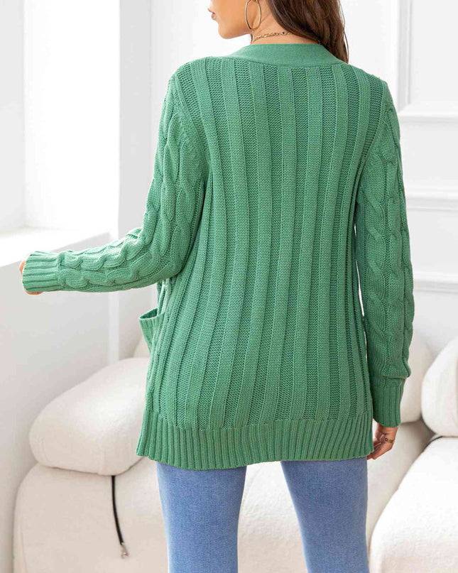 Button Down Cable-Knit Cardigan