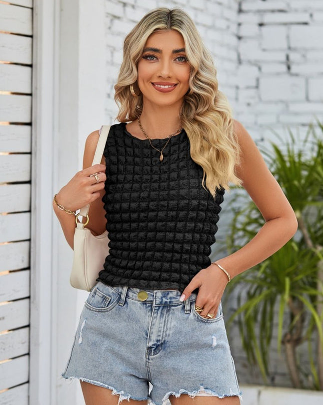 Textured Round Neck Tank