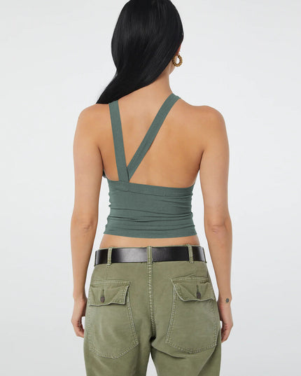 Halter Neck Ribbed Cropped Top