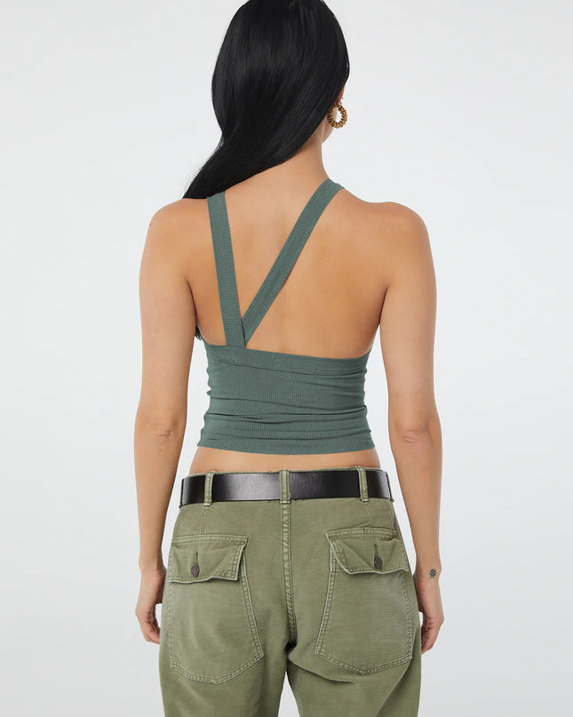 Halter Neck Ribbed Cropped Top