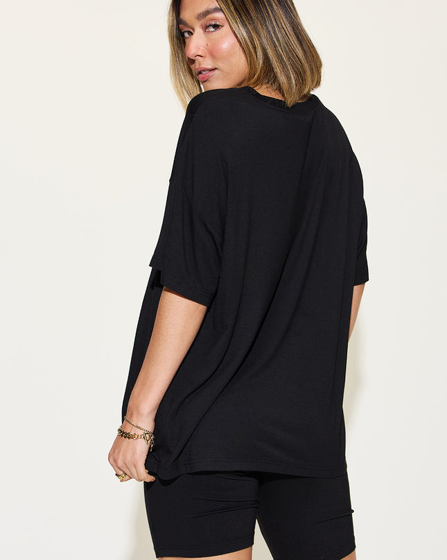 Basic Bae Full Size V-Neck Drop Shoulder Short Sleeve T-Shirt and Shorts Set
