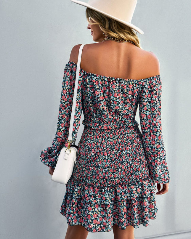 Floral Smocked Off-Shoulder Ruffled Dress