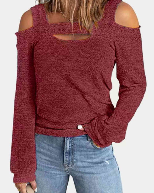 Full Size Cutout Cold Shoulder Blouse