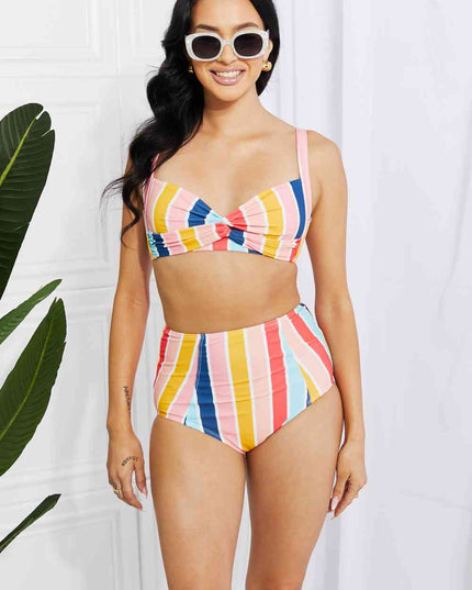 Marina West Swim Take A Dip Twist High-Rise Bikini in Stripe