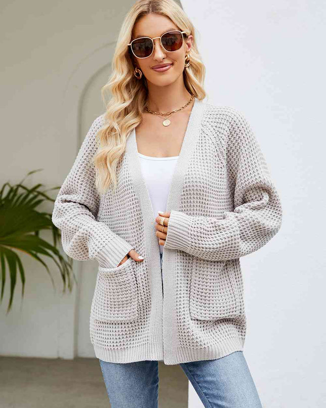 Open Front Long Sleeve Cardigan with Pockets