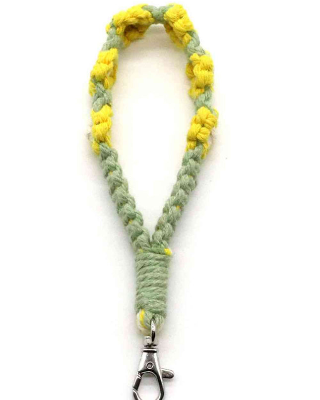 Assorted 4-Pack Hand-Woven Flower Macrame Wristlet Keychain