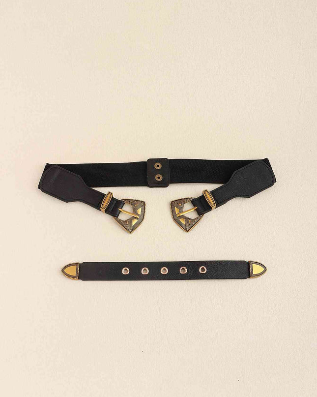 Double Buckle PU Leather Belt