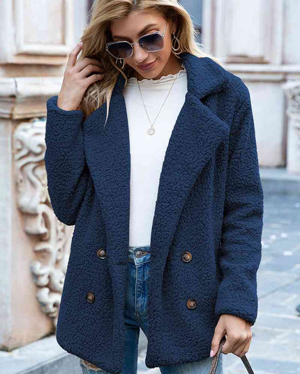 Full Size Lapel Collar Sherpa Coat