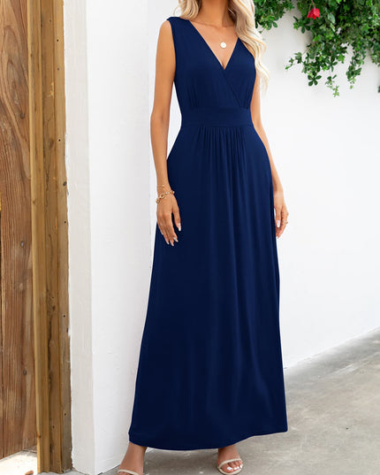 Surplice Neck Sleeveless Maxi Dress