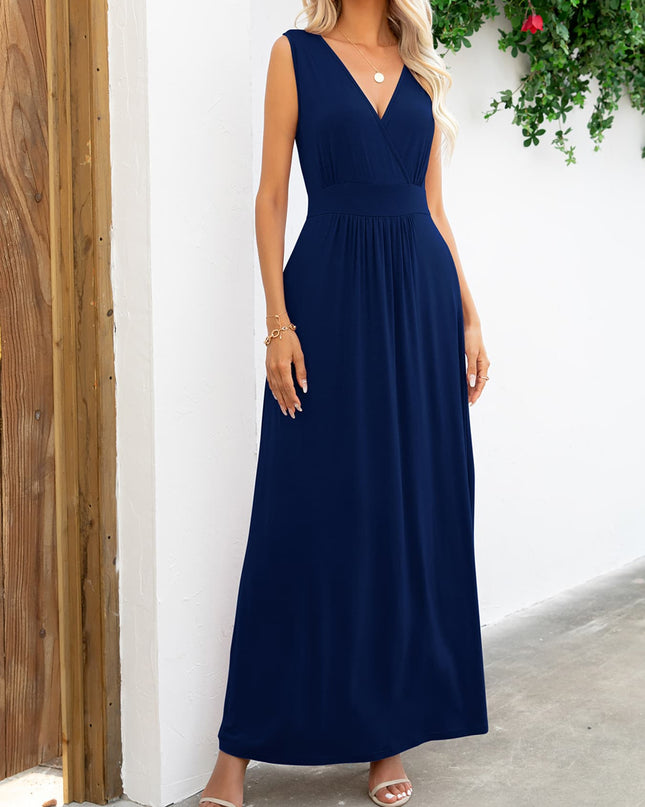 Surplice Neck Sleeveless Maxi Dress