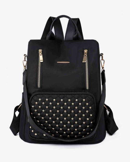 Zipper Pocket Beaded Backpack