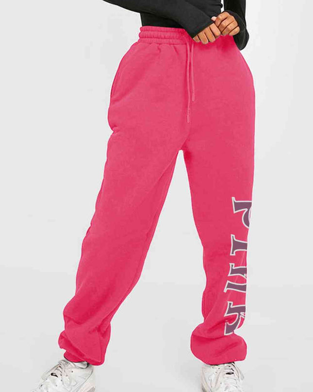 Simply Love Full Size PINK Graphic Sweatpants