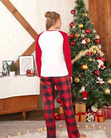 Raglan Sleeve Top and Plaid Pants Set