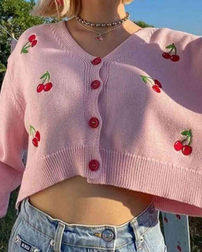 Cherry Button Down Cardigan