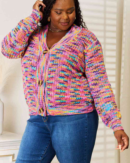 Woven Right V-Neck Long Sleeve Cardigan