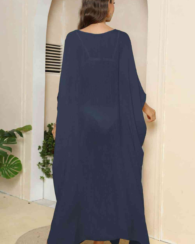 V-Neck Three-Quarter Sleeve Cover-Up