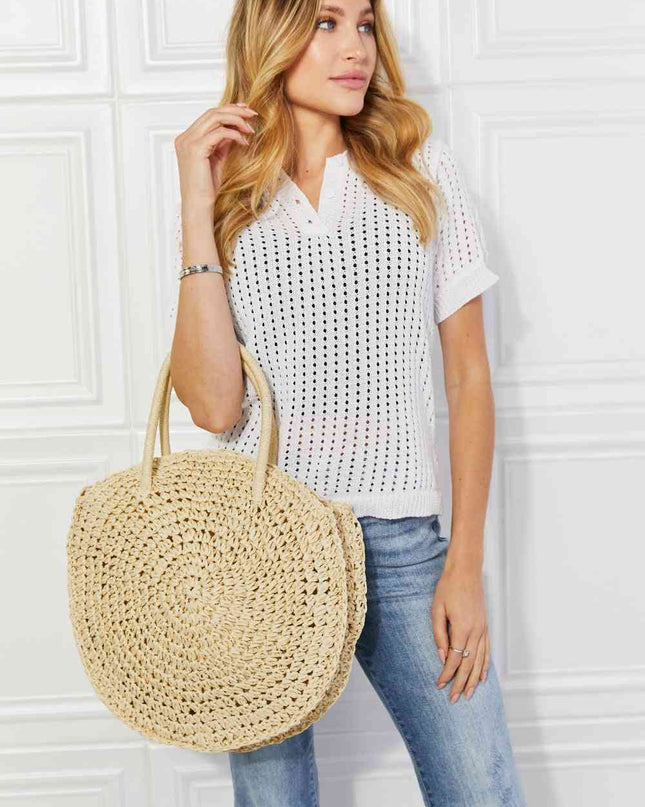 Justin Taylor Beach Date Straw Rattan Handbag in Ivory
