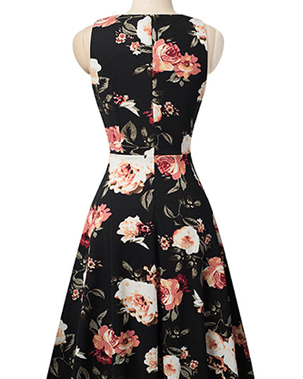 Printed Smocked Waist Sleeveless Dress