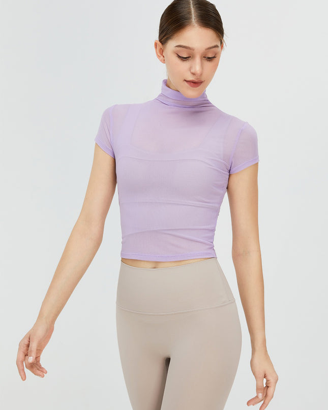 Turtleneck Cap Sleeve Active T-Shirt