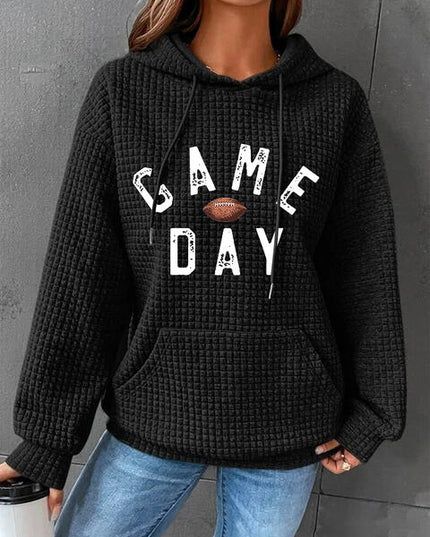Full Size GAME DAY Graphic Drawstring Hoodie