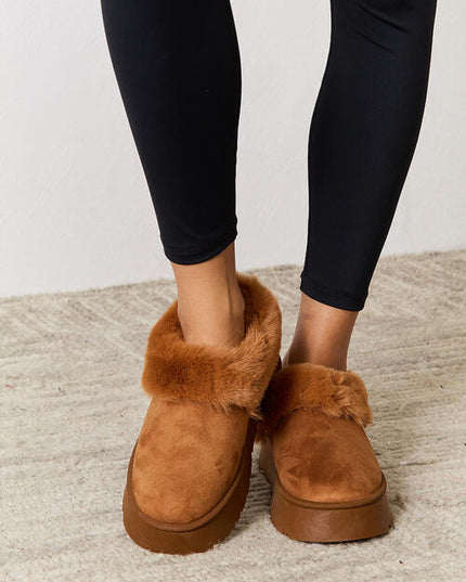 Legend Footwear Furry Chunky Platform Ankle Boots