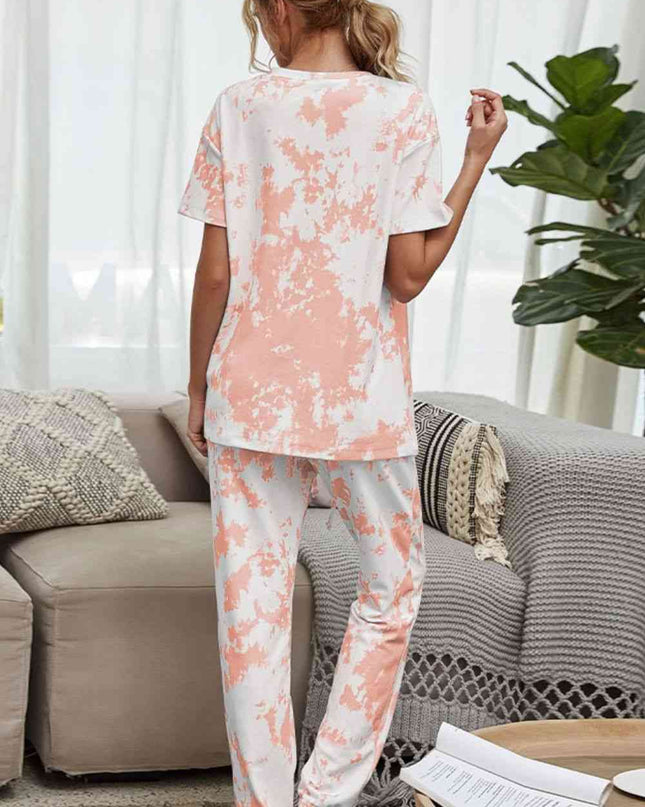 Tie-Dye Tee and Drawstring Waist Joggers Lounge Set