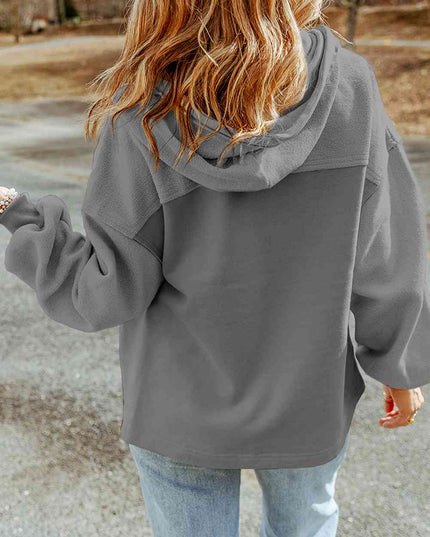 Zip-Up Drawstring Hooded Jacket