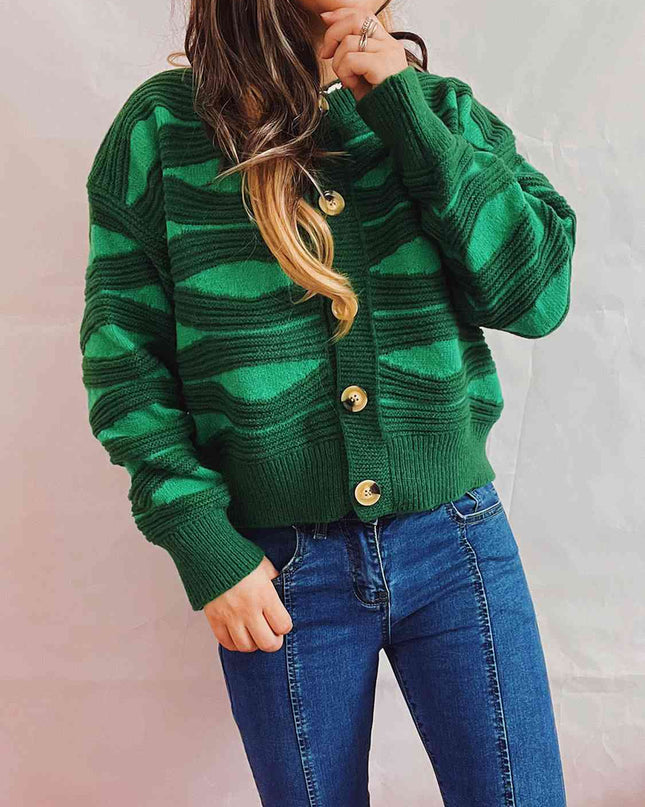 Color Block Button Front Cardigan