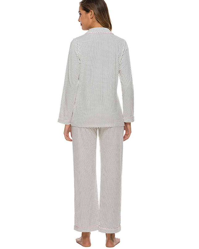 Collared Neck Loungewear Set with Pocket