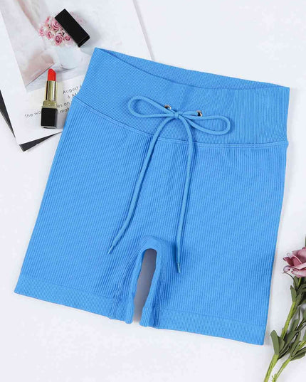 Drawstring Ribbed Sports Shorts