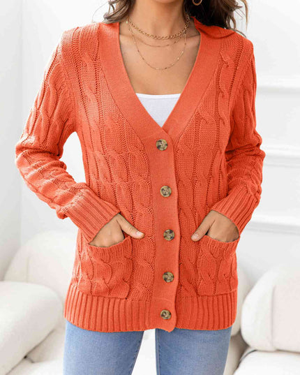 Button Down Cable-Knit Cardigan
