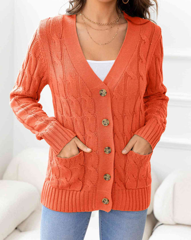 Button Down Cable-Knit Cardigan