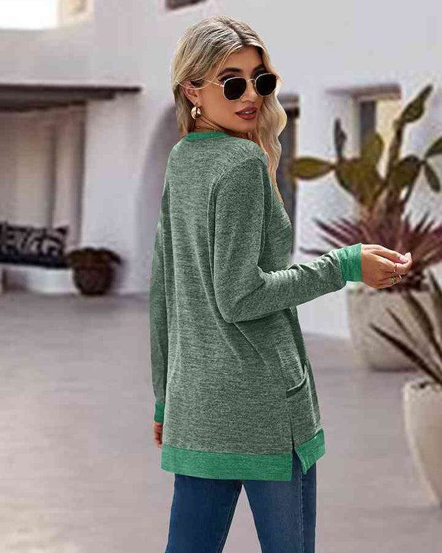 Round Neck Long Sleeve Blouse