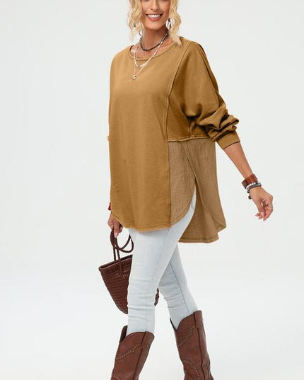 Curved Hem Dolman Sleeve Top