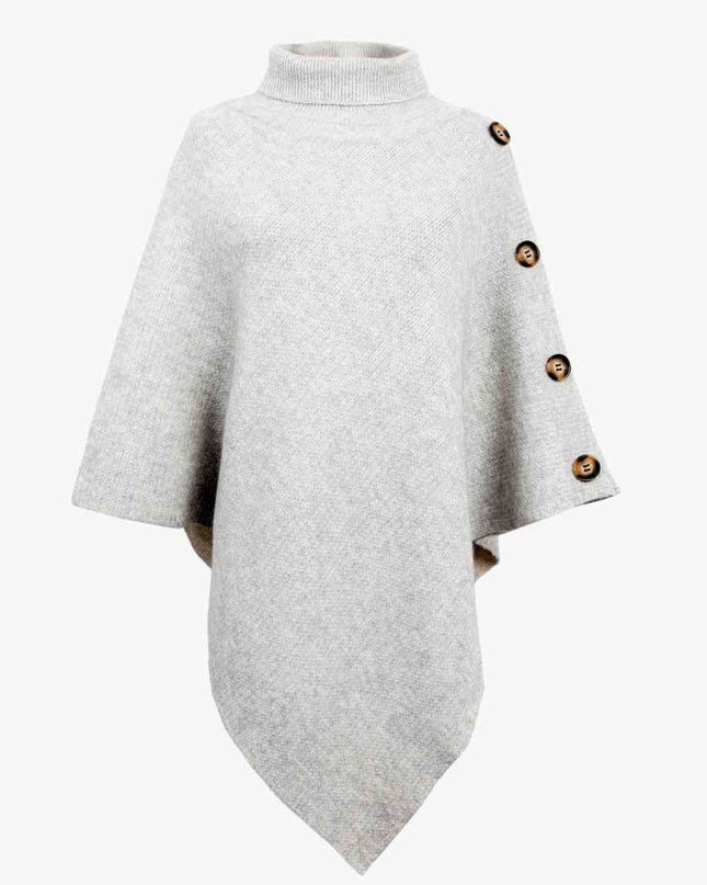 Turtleneck Buttoned Poncho
