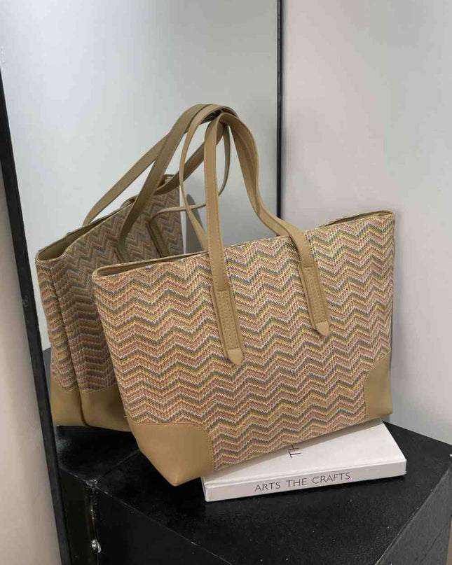 Chevron Straw Tote Bag