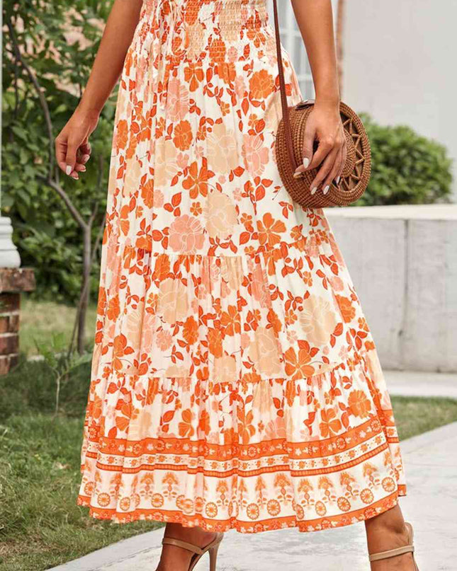 Floral Smocked Tiered Maxi Skirt