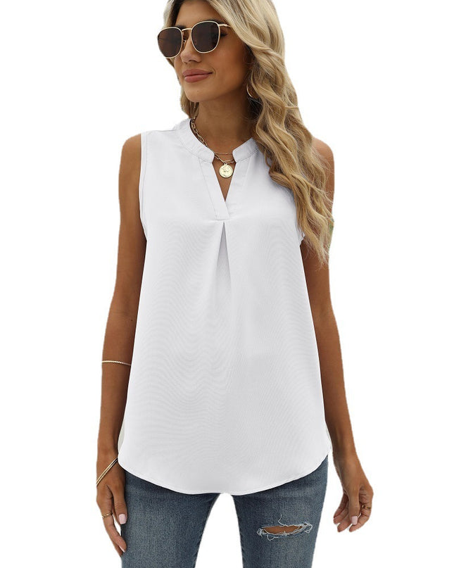 Sleeveless Notched Neck Top