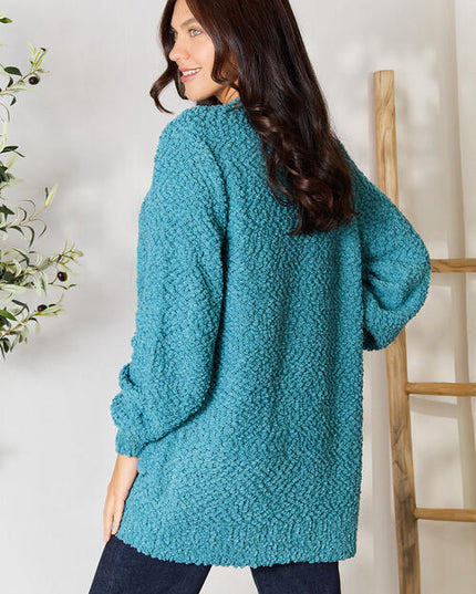 Zenana Falling For You Full Size Open Front Cardigan with Pockets