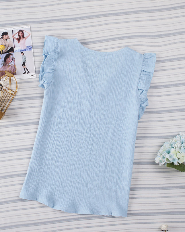 Ruffle Shoulder V-Neck Top