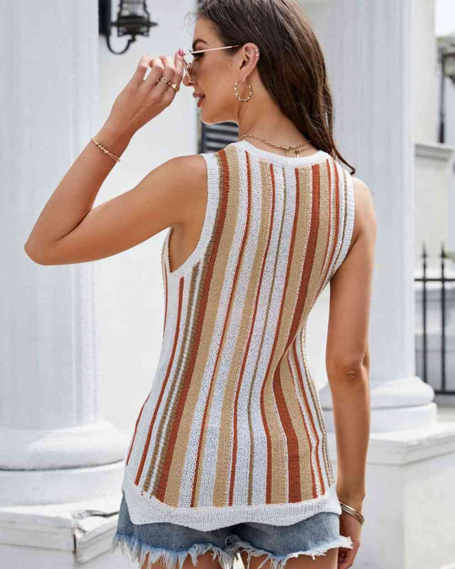 Striped Scalloped Hem Knit Tank